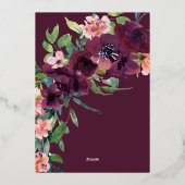 Elegant Burgundy Blush Pink Floral Vrijgezellenfee Folie Uitnodiging (Achterkant)