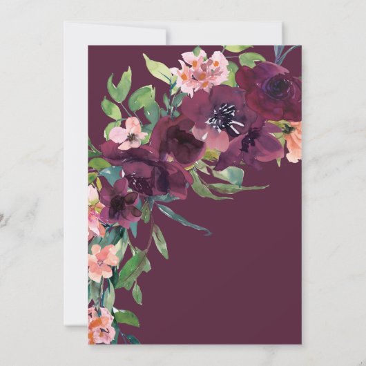 Elegant Burgundy Blush Pink Floral Vrijgezellenfee Kaart (Achterkant)