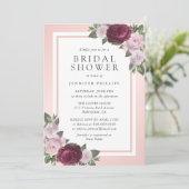 Elegant Burgundy Blush Pink Floral Vrijgezellenfee Kaart (Staand voorkant)