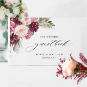 Elegant Burgundy Blush Pink Floral Wedding/andere Gastenboek