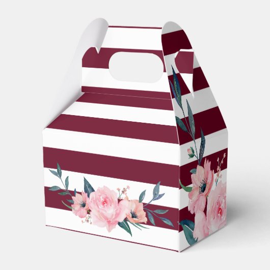 Elegant Burgundy Blush Pink Floral Wedding Bedankdoosjes (Achterkant)