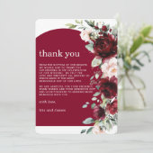 Elegant Burgundy Blush Pink Floral Wedding Bedankkaart (Staand voorkant)