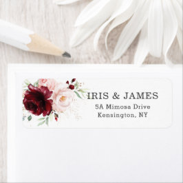 Elegant Burgundy Blush Pink Floral Wedding Etiket
