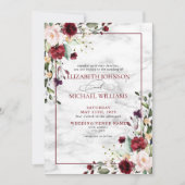 Elegant Burgundy Blush Pink Floral Wedding Kaart (Voorkant)