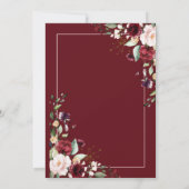 Elegant Burgundy Blush Pink Floral Wedding Kaart (Achterkant)