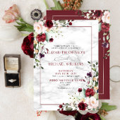 Elegant Burgundy Blush Pink Floral Wedding Kaart