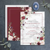 Elegant Burgundy Blush Pink Floral Wedding Kaart