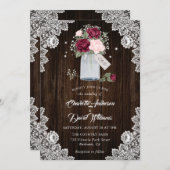 Elegant Burgundy Blush Pink Floral Wedding Kaart (Voorkant / Achterkant)