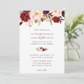 Elegant Burgundy Blush Pink Floral Wedding Kaart (Staand voorkant)