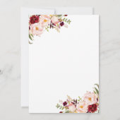 Elegant Burgundy Blush Pink Floral Wedding Kaart (Achterkant)