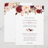 Elegant Burgundy Blush Pink Floral Wedding Kaart (Voorkant / Achterkant)