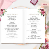 Elegant Burgundy Blush Pink Floral Wedding Program