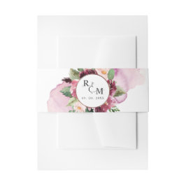 Elegant Burgundy Blush Pink Monogram Weddenschap Uitnodigingen Wikkel