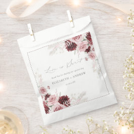 Elegant Burgundy Blush Pink Roses Floral Wedding Bedankzakje