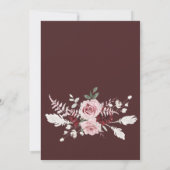 Elegant Burgundy Blush Pink Roses Floral Wedding Kaart (Achterkant)