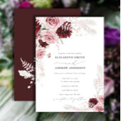 Elegant Burgundy Blush Pink Roses Floral Wedding Kaart