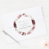 Elegant Burgundy Blush Pink Roses Floral Wedding Ronde Sticker (Envelop)