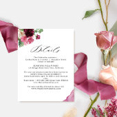 Elegant Burgundy Blush Pink Weddenschap Details Informatiekaartje