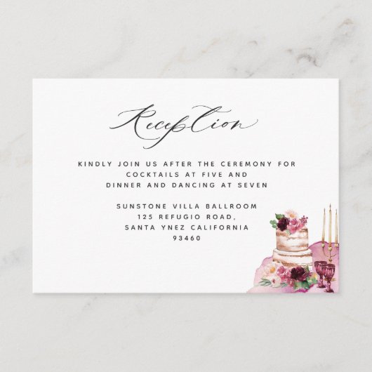 Elegant Burgundy Blush Pink Weddenschap Informatiekaartje (Voorkant)