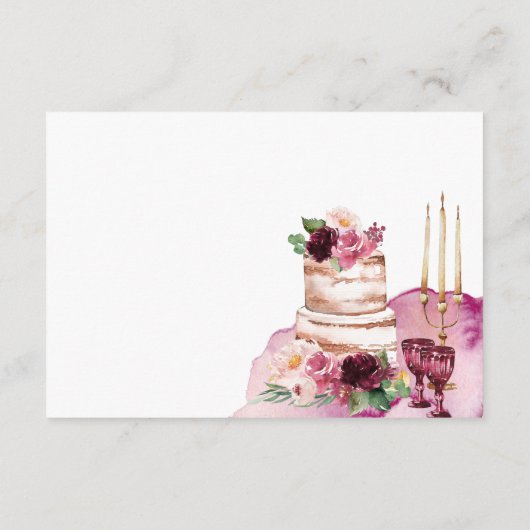 Elegant Burgundy Blush Pink Weddenschap Informatiekaartje (Achterkant)