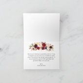 Elegant Burgundy Blush Pink Wedding Bedankkaart (Binnen)