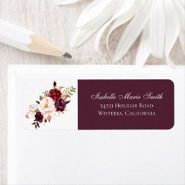 Elegant Burgundy & Blush Roos Floral Wedding Etiket