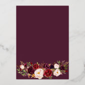Elegant Burgundy & Blush Rose Bouquet Gold Folie Uitnodiging (Achterkant)