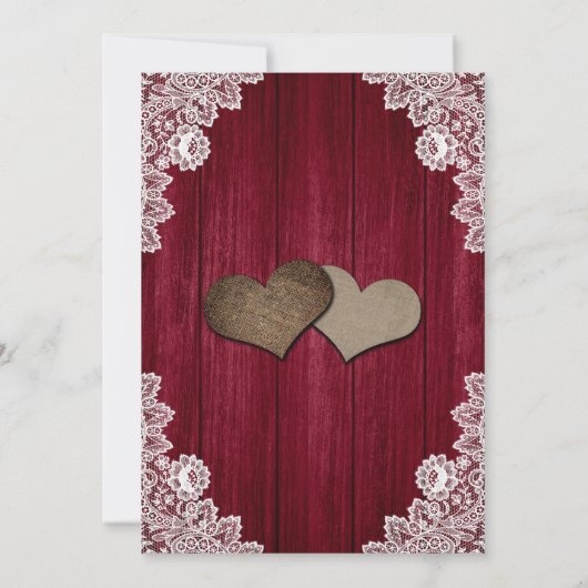 Elegant Burgundy Blush Rustic Wood Floral Wedding Kaart (Achterkant)