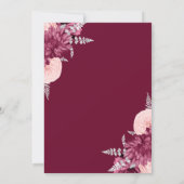 Elegant Burgundy Blush Silver Floral Wedding Kaart (Achterkant)