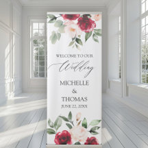 Elegant Burgundy Blush Waterverf Floral Wedding