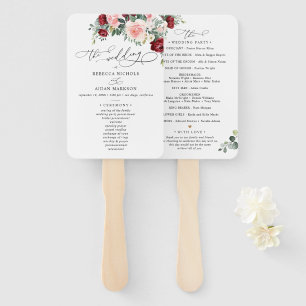Elegant Burgundy Blush Wedding Ceremony Programme Handwaaier