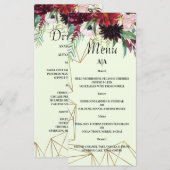 Elegant Burgundy Blush WEDDING MENU. Menu (Voorkant / Achterkant)