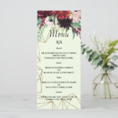 Elegant Burgundy Blush WEDDING MENU. Menu (Staand voorkant)