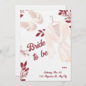 Elegant Burgundy Bridal Shower Invite Kaart (Voorkant / Achterkant)