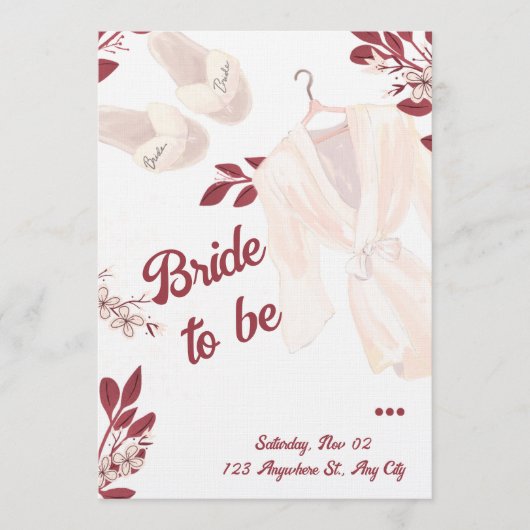 Elegant Burgundy Bridal Shower Invite Kaart (Voorkant)