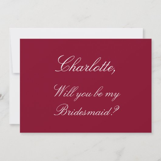 Elegant Burgundy Bridesmaid-voorstel Uitnodiging (Voorkant)