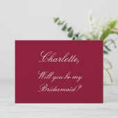 Elegant Burgundy Bridesmaid-voorstel Uitnodiging (Staand voorkant)