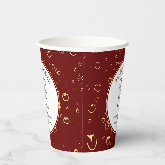 Elegant Burgundy Business Shower Logo Papieren Bekers (Rechts)