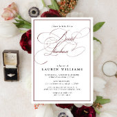 Elegant Burgundy Calligraphy Bridal Luncheon Kaart