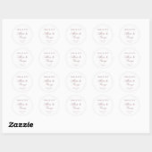Elegant burgundy calligraphy bruiloft bedankt ronde sticker (Vel)