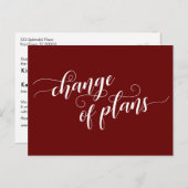 Elegant Burgundy Change of Plans Postponed Wedding Briefkaart (Voorkant / Achterkant)