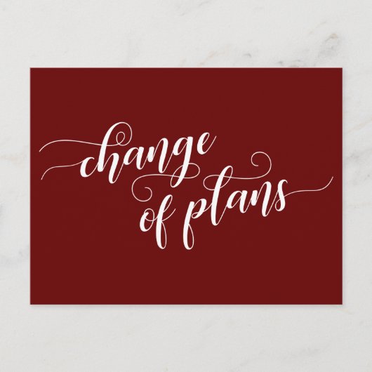 Elegant Burgundy Change of Plans Postponed Wedding Briefkaart (Voorkant)