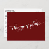 Elegant Burgundy Change of Plans Postponed Wedding Briefkaart (Voorkant / Achterkant)
