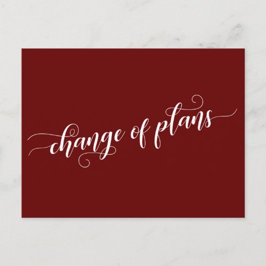 Elegant Burgundy Change of Plans Postponed Wedding Briefkaart (Voorkant)