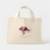 Elegant Burgundy Cherry Blossom Bridesmaid Mini Tote Bag (Voorkant)