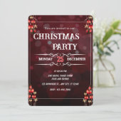Elegant Burgundy Christmas Party Invitation Card Kaart (Staand voorkant)