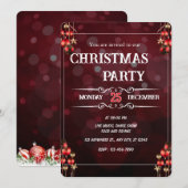 Elegant Burgundy Christmas Party Invitation Card Kaart (Voorkant / Achterkant)