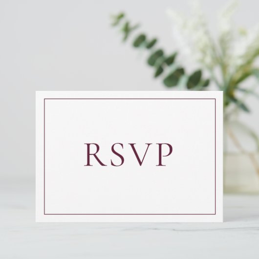 Elegant Burgundy Classic Script RSVP (Staand voorkant)
