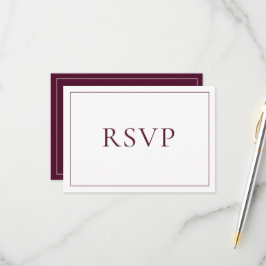 Elegant Burgundy Classic Script RSVP Kaartje