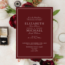 Elegant Burgundy Classic Script Weddenschap Kaart
